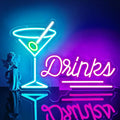 Cocktails Neon Sign, Drinks LED Neon Signs for Wall Decor LED Light for Party Cocktails Bar Pub Night Club Home Man Cave Martini Decoration USB Powered(15.8"*10.5") by Unknown
