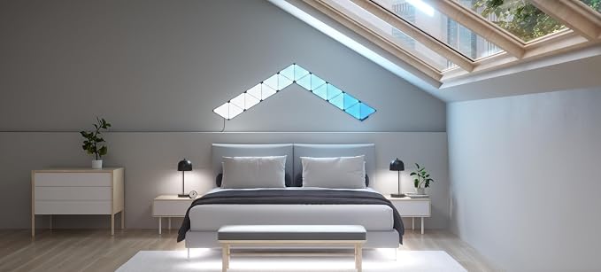 Nanoleaf Shapes WiFi and Thread Smart RGBW 16M+ Color LED Dimmable Gaming and Home Decor Wall Lights Smarter Kits Black Triangles Expansion Pack (3 Pack) NL47-0101TW-3PK - Image 7