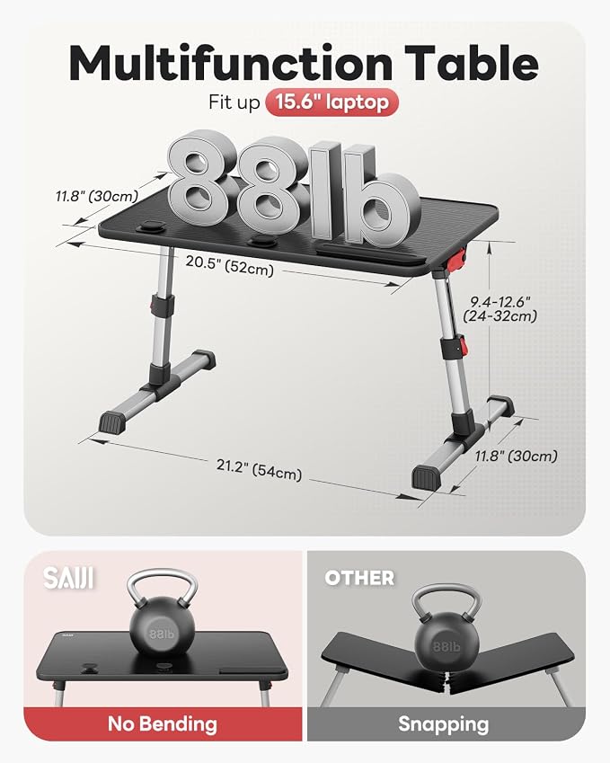 Laptop Desk Table, SAIJI Adjustable Laptop Stand, Portable Lap Desks - Image 6