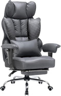 COMHOMA Big and Tall Office Chair Heavy Duty Wide Ergonomic Gaming Chair with Deluxe Embossing Designed Leather with Foot Rest,150°Reclining Adjustable Armrests Pocket Spring Back Support and Pillow by ComHoma