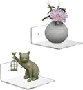 Sezanrpt 6 Inches Acrylic Small Wall Shelves 2 Pack, Floating Shelf for Wall Mounting, Acrylic Display Ledges for Funko Pop Figures, Home Décor, Living Room, Gaming Room, Plants(6 inch, Clear) by Sezanrpt