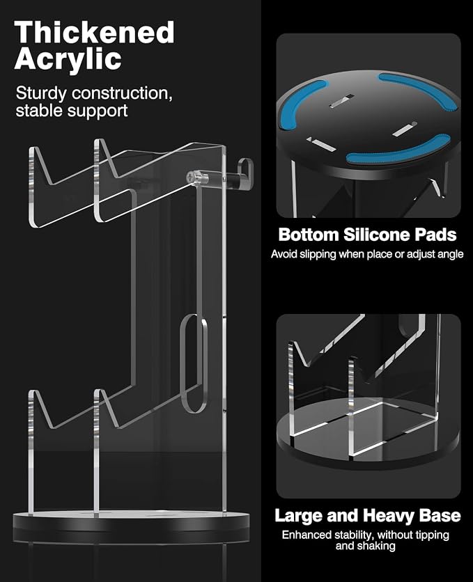 MoKo Universal Game Controller & Headset Stand, 2-in-1 Holder Acrylic | Premium acrylic, crystal clear. 2-in-1 for controller and headset. Non-slip base. Fits Switch, PS5, PS4, Xbox. - Image 3