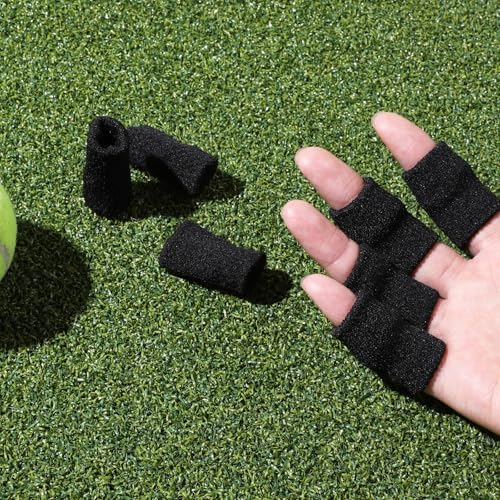 KALIONE 10Pcs Black Sport Finger Sleeves, Finger Sleeves Protectors, Elastic Finger Support Sleeve, Compression Finger Sleeves, Thumb Brace Support for Basketball, Golf - Image 7