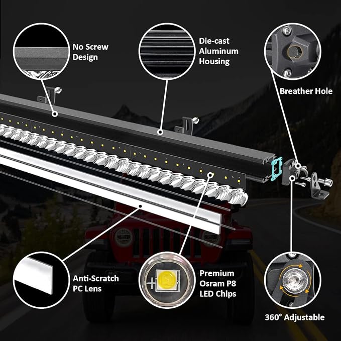 LASFIT 32 inch LED Light Bar Slim Single Row LED Bar Spot Flood Combo 6000K - Image 8