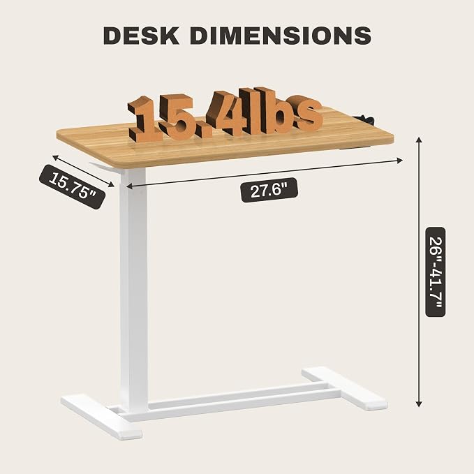FLEXISPOT 28" Mobile Standing Desk Pneumatic Lift Computer Workstations - Image 9