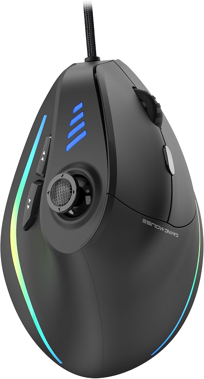 TRELC Wired Gaming Mouse with 5 D Rocker, 10000 DPI/11 Programmable Buttons, Vertical Ergonomic Mouse with On-Board Memory, Optical Computer Mice for PC/Laptop/E-Sports/Gamer by TRELC