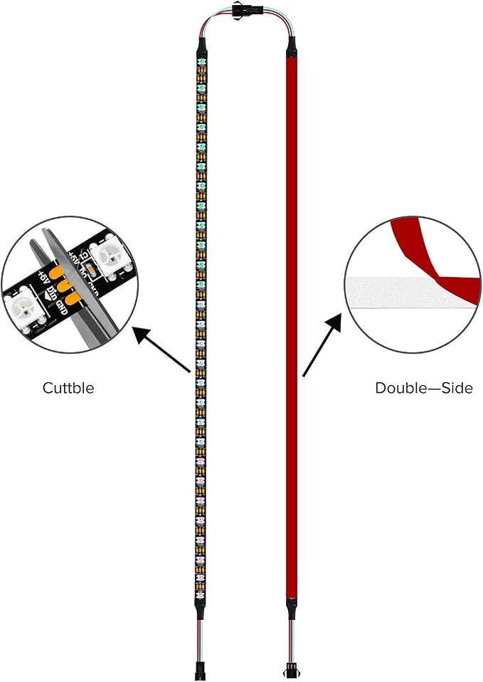 BTF-LIGHTING WS2812B IC PC Light Strip 2PCs 19in Individually Addressable for 5V 3Pin LED Headers for Asus Aura, Gigabyte RGB Fusion, MSI Mystic Light - Image 2