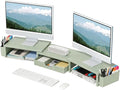 OPNICE Desk Organizers and Accessories, Dual Monitor Stand Riser with Drawer and 2 Pen Holders, Desk Shelf Computer Racks for Office Workspace Organizers, Desktop Organization (Sage Green) by OPNICE