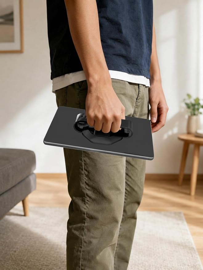 Tablet Hand Strap Holder and 360° Rotating Stand, Black - Image 3
