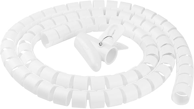Cable Organizer Coiled Tube Sleeve Cable Management Sleeve (White, 59inches Length, 1.1inches Diameter) by chengsi