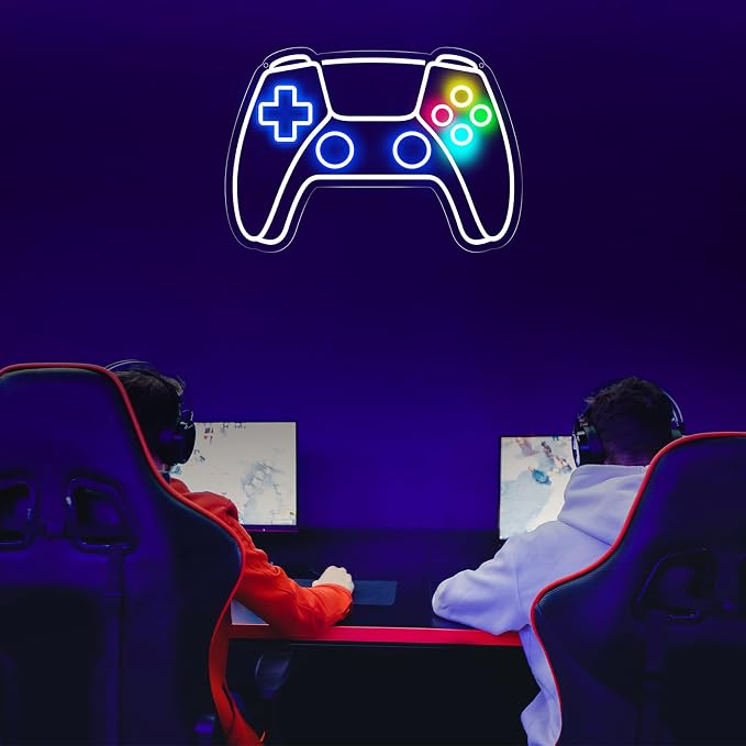 Gamer Neon Sign, Gamepad Shaped LED Neon Sign for Gamer Room Decor, Gaming Neon Sign for Boys Room Decor, Neon Gaming Sign for Gaming Wall Decor, USB Powered Gamer Gifts for Teens, Boys, Kids - Image 5