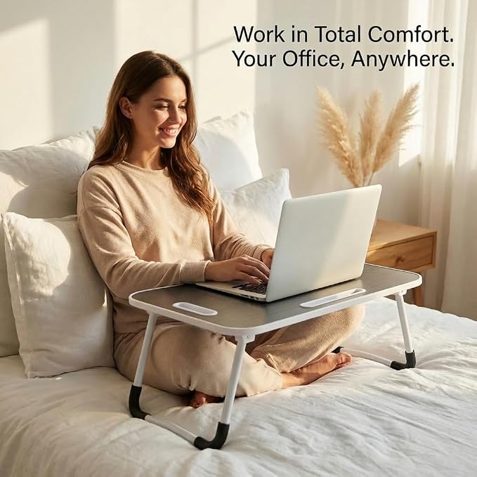 BUYIFY 23" Foldable Lap Desk for Laptop Writing w/Cup Holder Black - Image 4