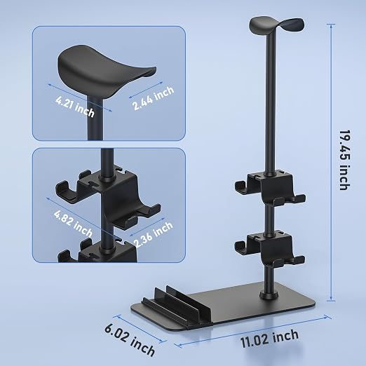 MANMUVIMO Headset Stand Controller Holder for 1 Headset and 4 Controller, Headphone Game Controller Stand for Desk, Gamer Gifts, Organizer Rack for iPad/Mobile Phone, Gaming Room Accessories - Image 8