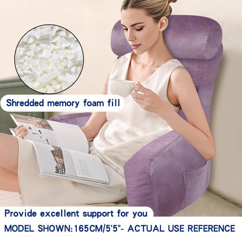 YDCEULARDOH Reading Pillow for Bed Adult – Large Bed Pillow with Arms, Supportive Back Pillow for Sitting Up in Bed for Reading, Watching TV, or Gaming - Image 2