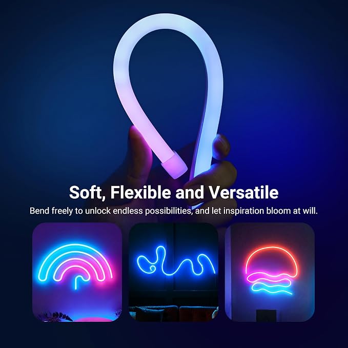 NEEWER 16.4ft/5m LED Strip Lights, Smart AI RGB IC Flexible Cuttable Neon Rope Light, App Control, Bedroom Gaming Room Indoor Home Classroom Wall Decor, Compatible with Google Assistant Alexa, NS02 - Image 2