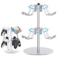 DGPCT Aluminum Rotating Controller Stand for Xbox/PS5/Switch, 2-Tier | 6 Hangers to Place, Holds Headset & Controllers, Stable Controller Organizer Rack, Fits for Switch Pro/PS4 and More, Silver by DGPCT