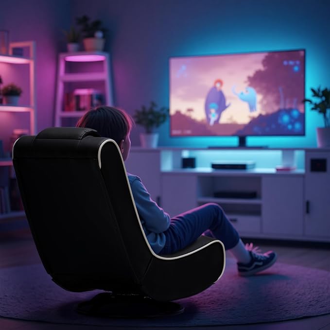 GTPLAYER Floor Gaming Chair Foldable Swivel Floor Chairs for Kids Boys Comfy Video Game Seat with 360° Multipurpose for Gamers, Bedroom or Game Room (Gold) - Image 4