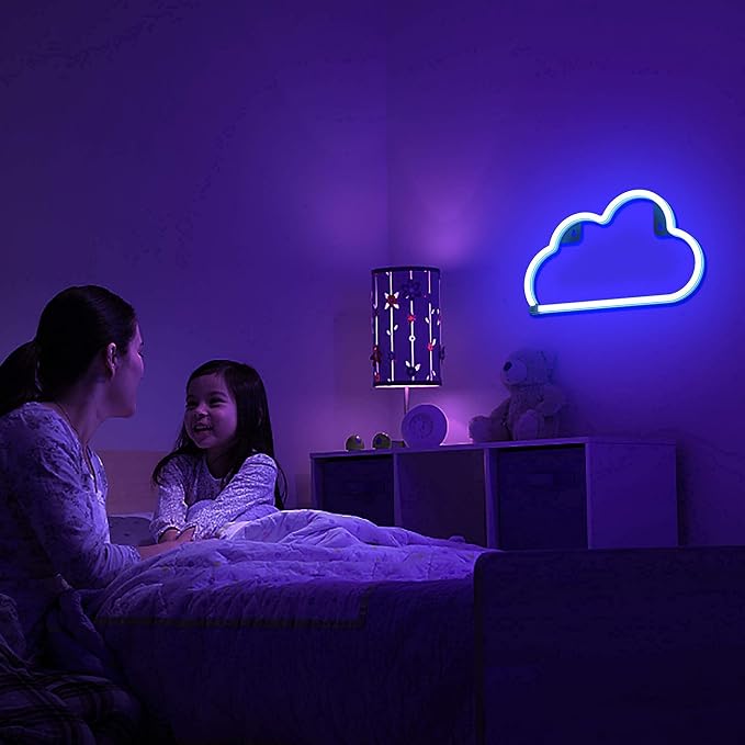 Lumoonosity Cloud Neon Sign, USB Powered Blue Cloud Neon Light with On/Off Switch, Cloud Led Sign for Wall Decor, Aesthetic Hanging Neon Signs, Neon Lights for Bedroom, Living Room, Gaming Room Setup - Image 5