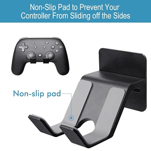 Controller Holder Wall Mount (2 Pack) - Metal Gaming Controller Stand for Xbox Series X S, PS5 PS4 Switch Pro Nintendo and More Controllers, PC Gaming Stuff Accessories with Stable 3M Adhesive (Black) - Image 2