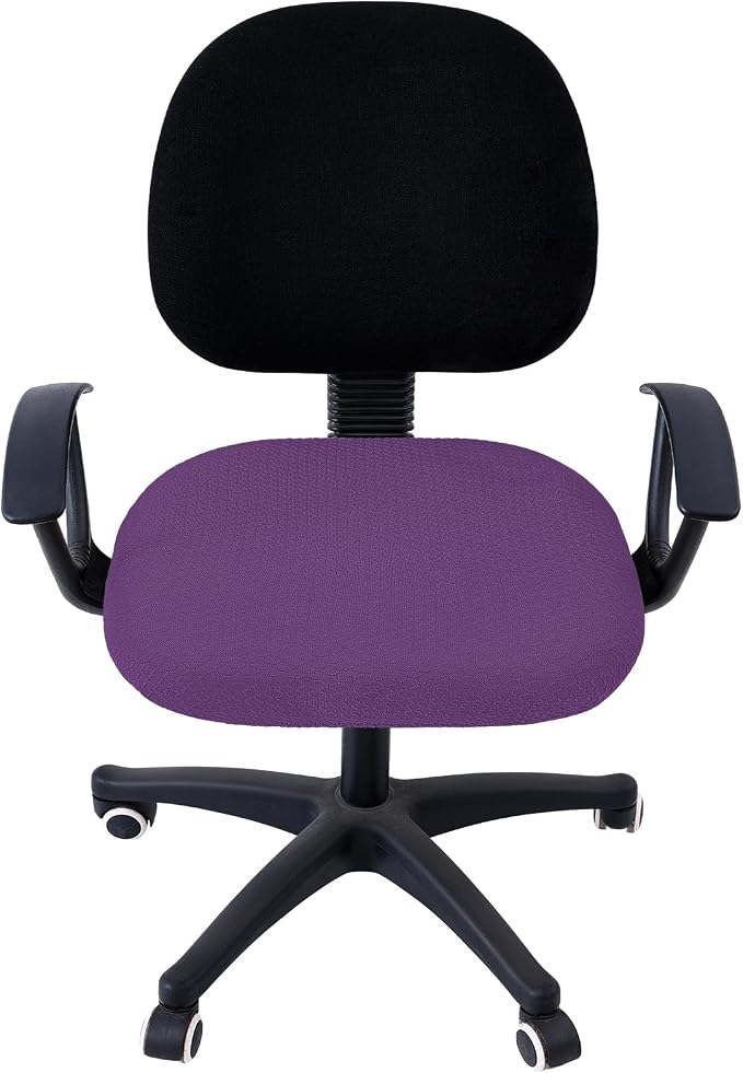Smiry Office Computer Chair Seat Covers for Desk, Anti-dust Protector | Stretch Jacquard Removable Washable Desk Chair Seat Cushion Protectors, Purple - Image 3