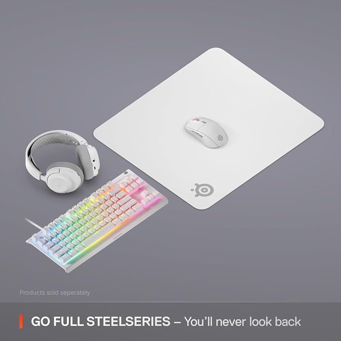 SteelSeries QcK Cloth Gaming Mouse Pad - Exclusive Micro-Woven Surface - Optimized for Gaming Sensors - Maximum Control - Size L - White - Image 7