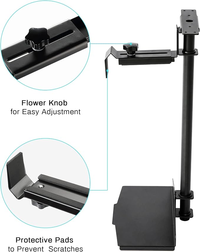 EUREKA ERGONOMIC CPU Holder Under Desk Mount, Computer Tower Holder 360° Swivel Height & Width Adjustable, Holds up to 44 lbs, Fits Most Computer Tower, Black - Image 6