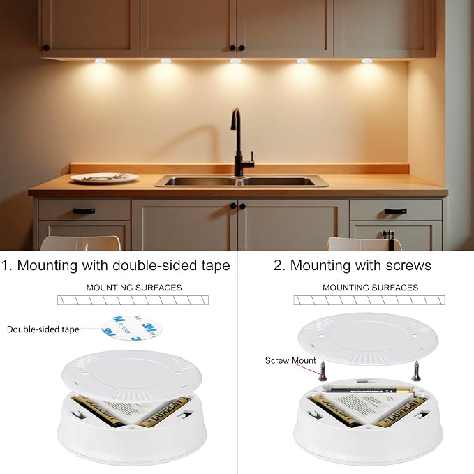 Puck Lights with Remote , Wireless Under Cabinet Lighting,Color Changing Tap Lights with Dimmer and Timer, AAA Battery Operated Light Push Lights Stick on for Closet, Bedroom Wall, Under Cabinet - Image 5