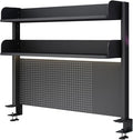 Gaming Desk Pegboard Shelf with Clamp, Multi-Tier Desktop Organizer Rack | Clamp-on steel pegboard desktop organizer with multi-tier shelves for gaming, study and office workstations. by Unknown