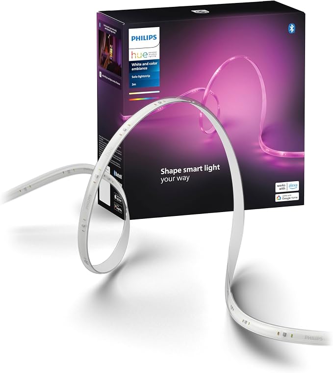 PHILIPS Hue Indoor 10 Ft Smart RGBWW LED Solo Lightstrip Base Kit, 1 Pack, Control with Hue App, LED Strip Lights Compatible with Alexa, Google Assistant and Apple HomeKit by Unknown