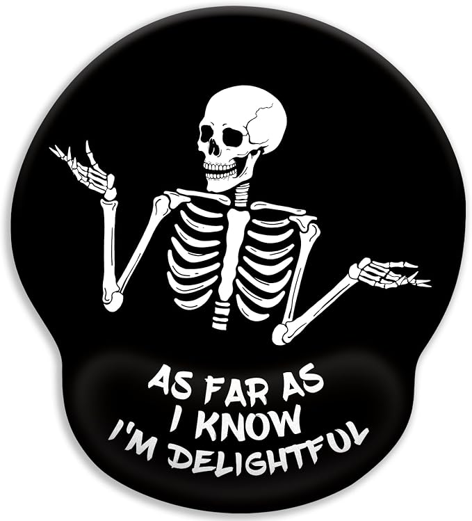 LIMKRIAN Skeleton Mouse Pad with Wrist Rest, 9.8 x 8.6 in, Funny Skull by LIMKRIAN