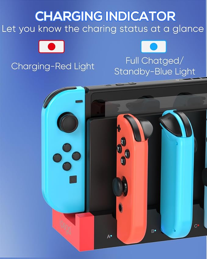 Switch 1 & Switch OLED Controller Charger Dock, FYOUNG Charging Dock for Switch OLED, 4 in 1 Portable Fast Charger Staion for JoyCon Accessories with USB Type-C Cord - Image 4