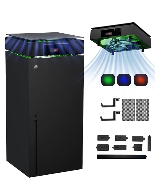 DEPGI Cooling Fan for Xbox Series x, Featuring Automatic Fan Speed Adjustment Based on Temperature, LED Display Screen, Low Noise, Easy Installation, 3 speeds, with RGB LED by DEPGI