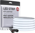 BTF-LIGHTING UL Listed IP67 Waterproof COB LED Strip Cool White 6000K by BTF-LIGHTING
