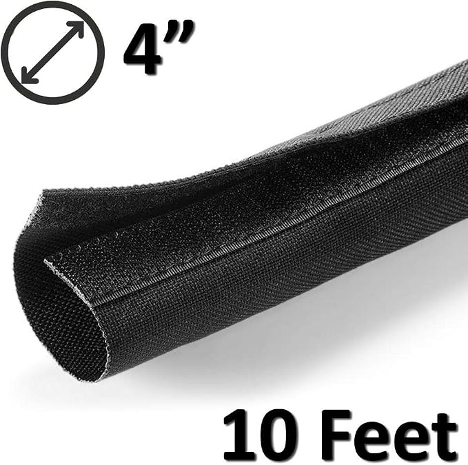 Electriduct 4" Hook and Loop Nylon Fast Wrap Sleeve Cable Management - 10 Feet - Black - Image 2