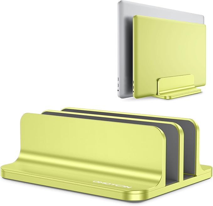 OMOTON Dual Vertical Desk Laptop Stand Holder, Fits MacBook Air/Pro, Citron by OMOTON