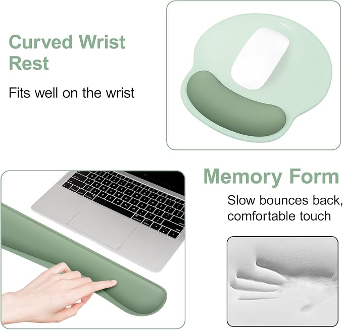 MOSISO Wrist Rest Support for Mouse Pad&Keyboard Set, Antique Green - Image 5