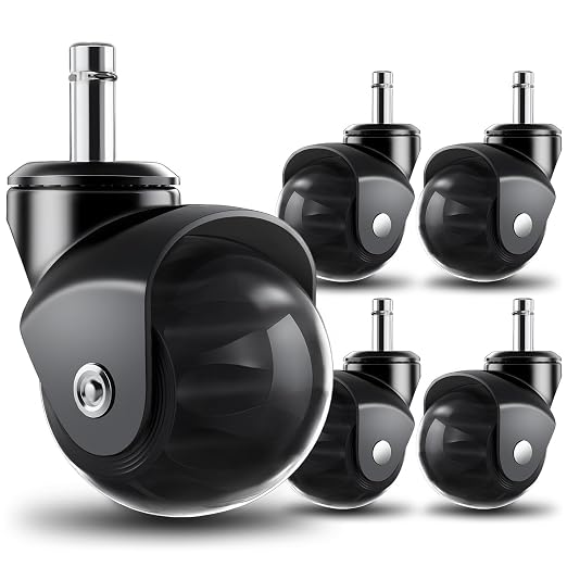 RidRed Office Chair Wheels Replacement Heavy Duty 2 Inch Roller Blade Wheels for Carpet Hardwood Floors,Support 2000 LB, Rubber Rollerblade Desk Chair Casters, Standard Stem Universal Fit, Set of 5 by RidRed