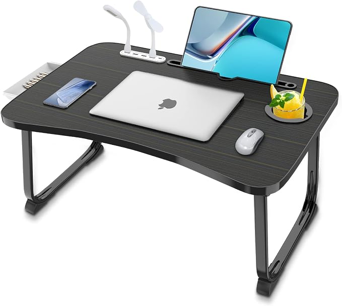 Fayquaze Laptop Bed Desk, Portable Foldable Laptop Bed Table with USB Charge Port Storage Drawer and Cup Holder, Lap Desk Notebook Stand Tray Table Serving Tray for Eating, Reading and Working - Image 8