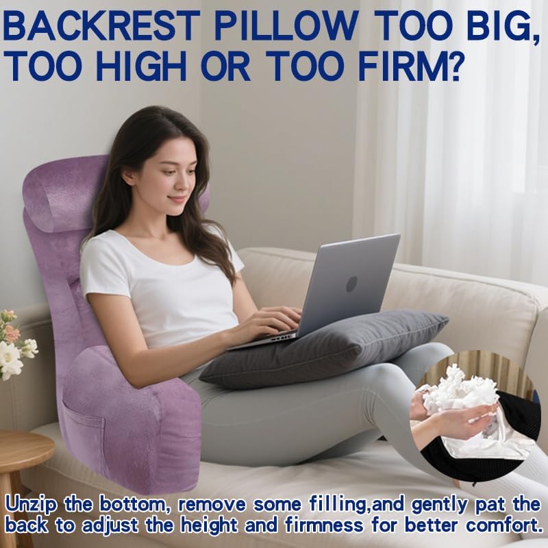 YDCEULARDOH Reading Pillow for Bed Adult – Large Bed Pillow with Arms, Supportive Back Pillow for Sitting Up in Bed for Reading, Watching TV, or Gaming - Image 5