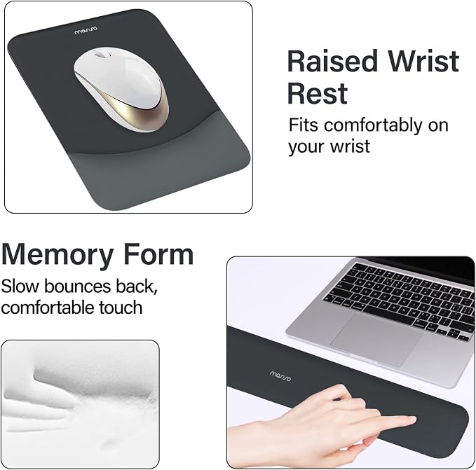 MOSISO Keyboard Mouse Pad Set, Large Gaming Mouse Pad&Keyboard Wrist Rest | Rectangular Mousepad with Wrist Rest&Coaster, Ergonomic Non-Slip&Easy Typing Pad with Curved Silicone Lining, Slate Gray - Image 5