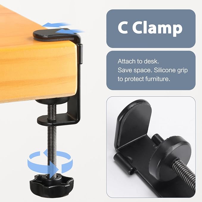 Under Desk Cup Holder, Clamp on Cup Holder Clip Desk Organizer Phone Stand - Image 5