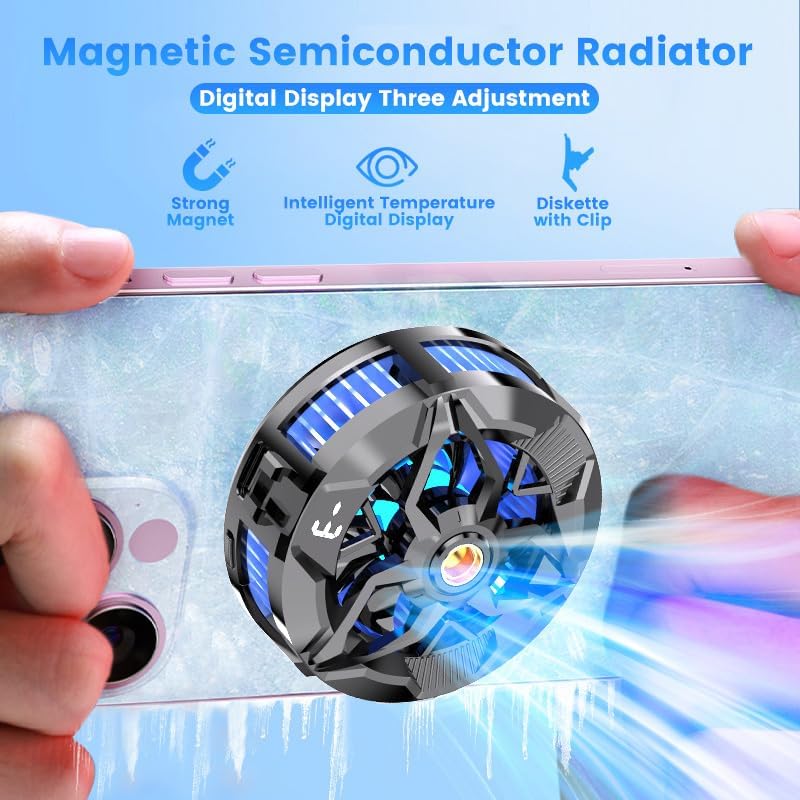 Portable Magnetic Phone Cooler, Semiconductor Cooling Fan with RGB Lights, Removable Grip, Ideal for Gaming Phones, PS5, Mobile Gaming, Tiktok Live Streaming & Outdoor Vlogging - Image 2