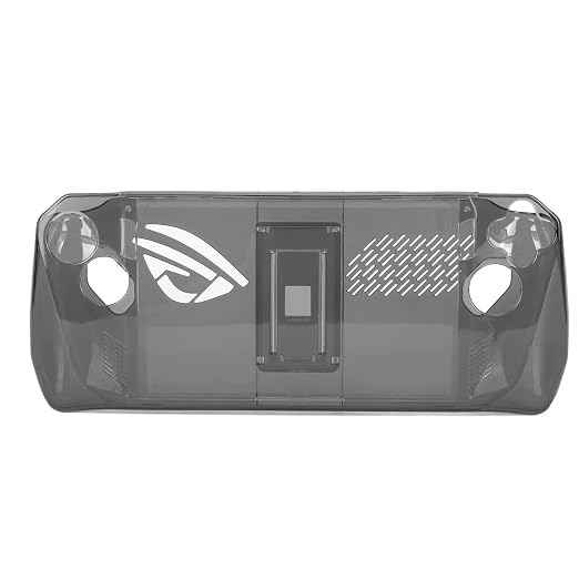 Clear Shockproof TPU Protective Case for ROG Ally Handheld 2023, Transparent Game Console Cover with Foldable Stand and Non - Slip Grip for Gaming Comfort (Transparent Black) by Unknown