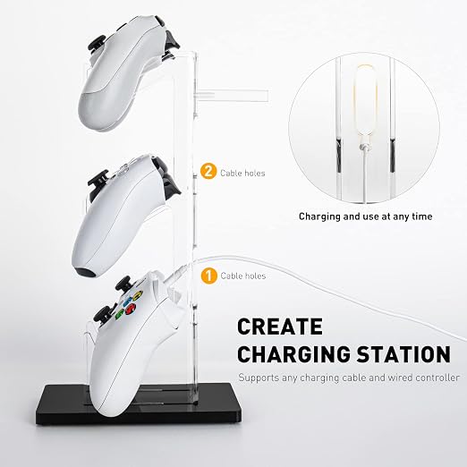 OAPRIRE Acrylic Game Controller Stand for Desk, 3 Tier, Stabilized Base | Controller and Headset Stand, Gamer Gift for PS5 PS4 Xbox Controllers, Desk Accessories, Quick Desk Tidy In Seconds, Black - Image 6
