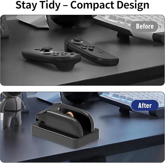 Charging Dock for Nintendo Switch 2 Joycon Charger, Controller Charging Station with LED Indicator, Dual Joy Con Charger Stand with Thumb Grips Joystick Caps, Black Gaming Accessories - Image 8
