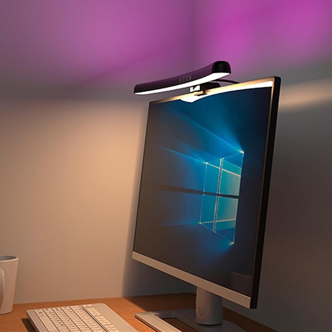 Yunseity Curved Monitor Light Bar, Reading LED Monitor Light with 3 Color Temperature Modes Stepless Dimming, Touch Control Computer Monitor Lamp Bar, No Screen Glare for Home Office - Image 6