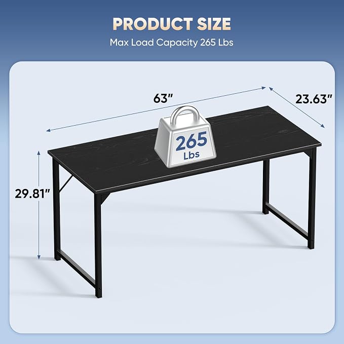 DUMOS 63 Inch Small Computer Desk, Gaming Desks for Home Office Bedroom - Image 3