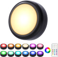 Cadrim Puck Lights, 1 Pack 13 Colors Changeable LED Puck lightings Battery Powered Dimmable Under Cabinet Lamps, Battery Powered Under Counter Lamp with 1 Wireless Remote Controls, Black by Cadrim