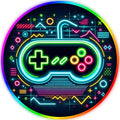 Gaming Chair Mat for Hardwood Floor Circle RGB Gaming Lights (Retro Controller 47”) - Noise Cancelling, Anti-Slip Gamer Floor Mat – Scratch Resistant Computer Gaming Mat for Chair by DEALZOOM