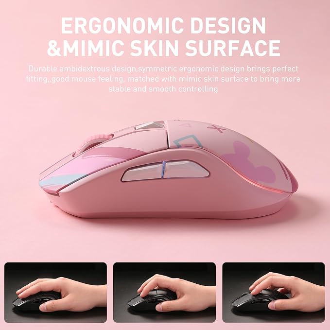 DAREU A950 Pink Wireless Gaming Mouse with Charging Dock,88g Lightweight - Image 8